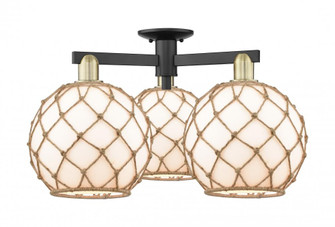 Farmhouse Rope - 3 Light - 28 inch - Black Antique Brass - Semi-Flush Mount (3442|716-3F-BAB-G121-10RB)