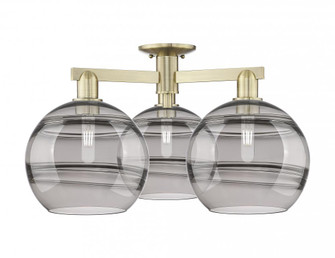 Rochester - 3 Light - 28 inch - Antique Brass - Semi-Flush Mount (3442|716-3F-AB-G556-10SM)