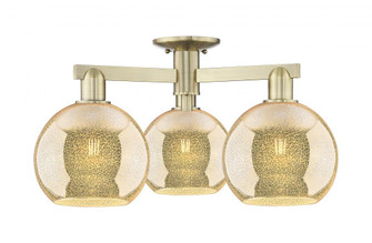 Athens - 3 Light - 26 inch - Antique Brass - Semi-Flush Mount (3442|716-3F-AB-G128-8)