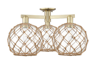 Farmhouse Rope - 3 Light - 28 inch - Antique Brass - Semi-Flush Mount (3442|716-3F-AB-G122-10RB)