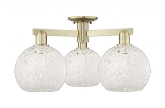 White Mouchette - 3 Light - 26 inch - Antique Brass - Semi-Flush Mount (3442|716-3F-AB-G1216-8WM)