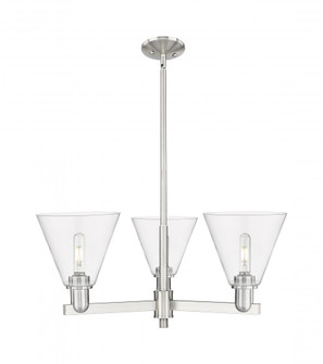 Berkshire Glass - 3 Light - 30 inch - Satin Nickel - Stem hung - Pendant (3442|716-3CR-SN-GBC-82)