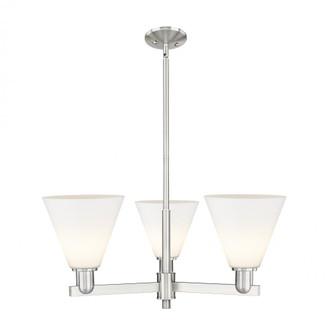 Berkshire Glass - 3 Light - 30 inch - Satin Nickel - Stem hung - Pendant (3442|716-3CR-SN-GBC-81)