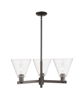 Berkshire Glass - 3 Light - 30 inch - Oil Rubbed Bronze - Stem hung - Pendant (3442|716-3CR-OB-GBC-82)