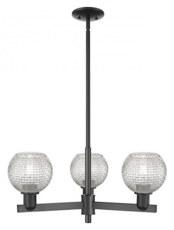 Athens - 3 Light - 28 inch - Matte Black - Stem hung - Pendant (3442|716-3CR-BK-G122C-6CL)