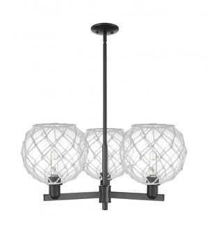 Farmhouse Rope - 3 Light - 32 inch - Matte Black - Stem hung - Pendant (3442|716-3CR-BK-G122-10RW)