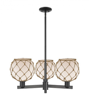 Farmhouse Rope - 3 Light - 30 inch - Matte Black - Stem hung - Pendant (3442|716-3CR-BK-G121-8RB)