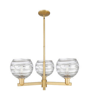Athens Deco Swirl - 3 Light - 30 inch - Brushed Brass - Stem hung - Pendant (3442|716-3CR-BB-G1213-8CL)