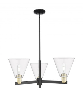 Berkshire Glass - 3 Light - 30 inch - Black Antique Brass - Stem hung - Pendant (3442|716-3CR-BAB-GBC-82)