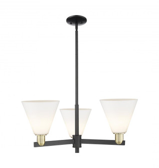 Berkshire Glass - 3 Light - 30 inch - Black Antique Brass - Stem hung - Pendant (3442|716-3CR-BAB-GBC-81)