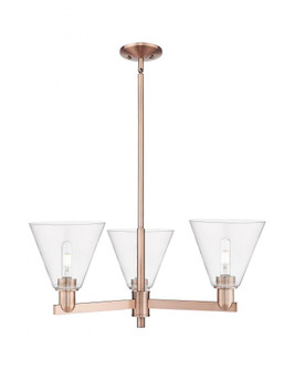 Berkshire Glass - 3 Light - 30 inch - Antique Copper - Stem hung - Pendant (3442|716-3CR-AC-GBC-82)