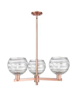 Athens Deco Swirl - 3 Light - 30 inch - Antique Copper - Stem hung - Pendant (3442|716-3CR-AC-G1213-8CL)