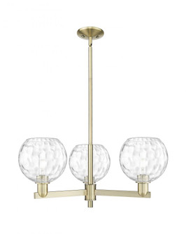 Athens Water Glass - 3 Light - 30 inch - Antique Brass - Stem hung - Pendant (3442|716-3CR-AB-G1215-8)
