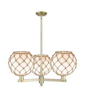 Farmhouse Rope - 3 Light - 32 inch - Antique Brass - Stem hung - Pendant (3442|716-3CR-AB-G121-10RB)