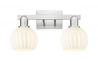 White Venetian - 2 Light - 17 inch - Brushed Satin Nickel - Bath Vanity Light (3442|716-2W-SN-G1217-6WV)
