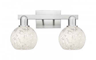 White Mouchette - 2 Light - 17 inch - Brushed Satin Nickel - Bath Vanity Light (3442|716-2W-SN-G1216-6WM)
