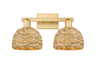 Woven Rattan - 2 Light - 19 inch - Satin Gold - Bath Vanity Light (3442|716-2W-SG-RBD-8-NAT)