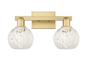 White Mouchette - 2 Light - 17 inch - Satin Gold - Bath Vanity Light (3442|716-2W-SG-G1216-6WM)