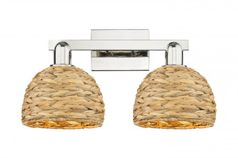 Woven Rattan - 2 Light - 19 inch - Polished Nickel - Bath Vanity Light (3442|716-2W-PN-RBD-8-NAT)