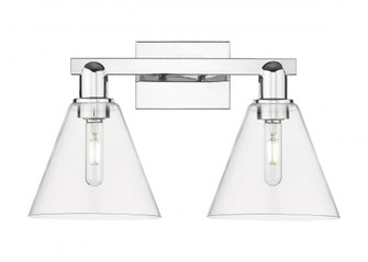 Berkshire Glass - 2 Light - 19 inch - Polished Chrome - Bath Vanity Light (3442|716-2W-PC-GBC-82)