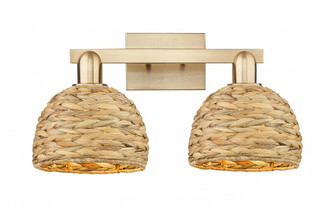 Woven Rattan - 2 Light - 19 inch - Champagne Bronze - Bath Vanity Light (3442|716-2W-CB-RBD-8-NAT)