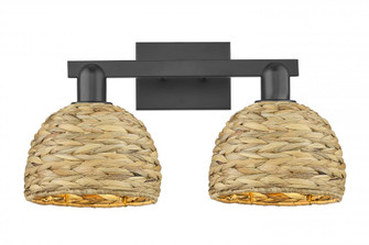 Woven Rattan - 2 Light - 19 inch - Matte Black - Bath Vanity Light (3442|716-2W-BK-RBD-8-NAT)