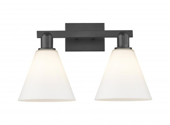 Berkshire Glass - 2 Light - 19 inch - Matte Black - Bath Vanity Light (3442|716-2W-BK-GBC-81)