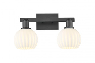 White Venetian - 2 Light - 17 inch - Matte Black - Bath Vanity Light (3442|716-2W-BK-G1217-6WV)
