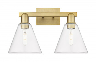 Berkshire Glass - 2 Light - 19 inch - Brushed Brass - Bath Vanity Light (3442|716-2W-BB-GBC-82)