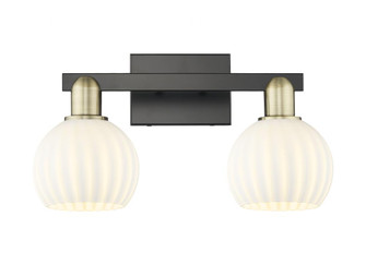 White Venetian - 2 Light - 17 inch - Black Antique Brass - Bath Vanity Light (3442|716-2W-BAB-G1217-6WV)