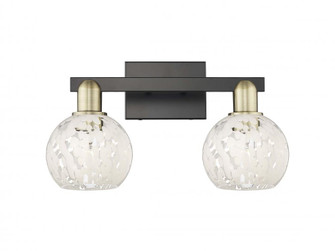 White Mouchette - 2 Light - 17 inch - Black Antique Brass - Bath Vanity Light (3442|716-2W-BAB-G1216-6WM)