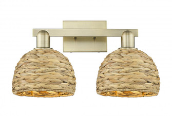 Woven Rattan - 2 Light - 19 inch - Antique Brass - Bath Vanity Light (3442|716-2W-AB-RBD-8-NAT)