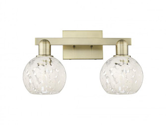 White Mouchette - 2 Light - 17 inch - Antique Brass - Bath Vanity Light (3442|716-2W-AB-G1216-6WM)