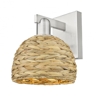 Woven Rattan - 1 Light - 8 inch - Brushed Satin Nickel - Sconce (3442|716-1W-SN-RBD-8-NAT)