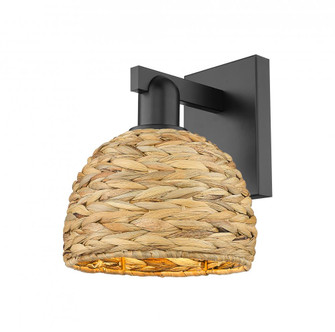 Woven Rattan - 1 Light - 8 inch - Matte Black - Sconce (3442|716-1W-BK-RBD-8-NAT)