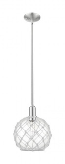 Farmhouse Rope - 1 Light - 10 inch - Brushed Satin Nickel - Stem hung - Mini Pendant (3442|716-1S-SN-G122-10RW)
