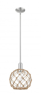 Farmhouse Rope - 1 Light - 10 inch - Brushed Satin Nickel - Stem hung - Mini Pendant (3442|716-1S-SN-G122-10RB)