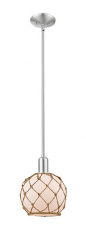Farmhouse Rope - 1 Light - 8 inch - Brushed Satin Nickel - Stem hung - Mini Pendant (3442|716-1S-SN-G121-8RB)