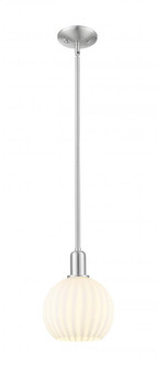 White Venetian - 1 Light - 8 inch - Brushed Satin Nickel - Stem hung - Mini Pendant (3442|716-1S-SN-G1217-8WV)