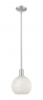 White Mouchette - 1 Light - 8 inch - Brushed Satin Nickel - Stem hung - Mini Pendant (3442|716-1S-SN-G1216-8WM)