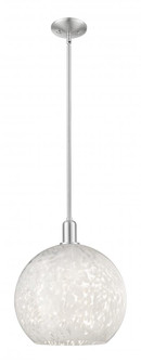 White Mouchette - 1 Light - 14 inch - Brushed Satin Nickel - Stem hung - Mini Pendant (3442|716-1S-SN-G1216-14WM)
