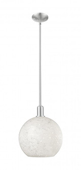 White Mouchette - 1 Light - 12 inch - Brushed Satin Nickel - Stem hung - Mini Pendant (3442|716-1S-SN-G1216-12WM)