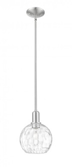 Athens Water Glass - 1 Light - 8 inch - Brushed Satin Nickel - Stem hung - Mini Pendant (3442|716-1S-SN-G1215-8)