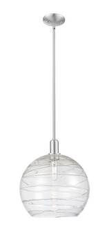 Athens Deco Swirl - 1 Light - 14 inch - Brushed Satin Nickel - Stem hung - Mini Pendant (3442|716-1S-SN-G1213-14CL)