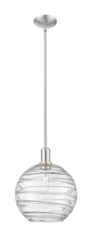 Athens Deco Swirl - 1 Light - 12 inch - Brushed Satin Nickel - Stem hung - Mini Pendant (3442|716-1S-SN-G1213-12CL)
