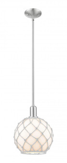 Farmhouse Rope - 1 Light - 10 inch - Brushed Satin Nickel - Stem hung - Mini Pendant (3442|716-1S-SN-G121-10RW)