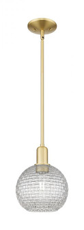 Athens - 1 Light - 8 inch - Satin Gold - Stem hung - Mini Pendant (3442|716-1S-SG-G122C-8CL)