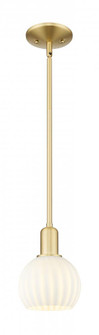 White Venetian - 1 Light - 6 inch - Satin Gold - Stem hung - Mini Pendant (3442|716-1S-SG-G1217-6WV)