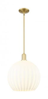 White Venetian - 1 Light - 14 inch - Satin Gold - Stem hung - Mini Pendant (3442|716-1S-SG-G1217-14WV)