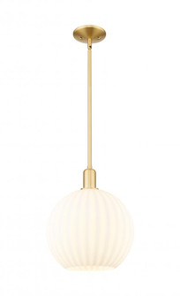 White Venetian - 1 Light - 12 inch - Satin Gold - Stem hung - Mini Pendant (3442|716-1S-SG-G1217-12WV)